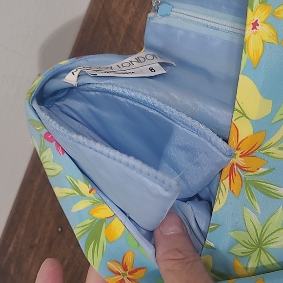 EUC Maggie London Women's sz 6 Vintage Tropical Floral 100% Silk Midi Dress - Picture 7 of 9